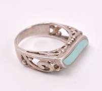 Turquoise Swirl Ring in Sterling Silver