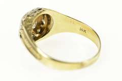 14K Yellow Gold 0.53 Ct Art Deco Etched Diamond Men's Ring