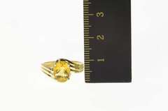 14K Yellow Gold Oval Citrine Solitaire Bypass Statement Ring