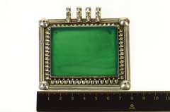 Sterling Silver Massive Squared Green Agate Medallion Pendant