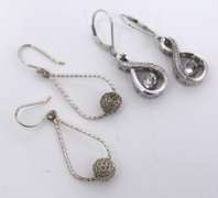 Lot of 2 Dangle Earrings in Sterling Silver