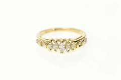 14K Yellow Gold Marquise Diamond Baguette Promise Band Ring