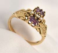 Unusual Amethyst & Seed Pearl Ring