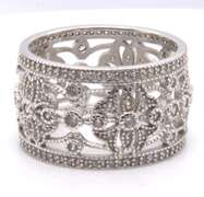 Sterling Silver Cubic Zirconia Wide Band