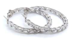 Sterling Silver White Cubic Zirconia Hoop Earrings