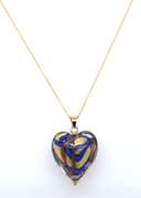 Gorgeous Yellow Gold Glass Heart Shaped Pendant on Chain