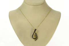 14K Yellow Gold Ctw Sapphire Wavy Loop Statement Pendant