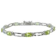 Sterling Silver Peridot and Diamond Accent Bracelet