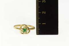 14K Yellow Gold Emerald Twist Retro Knot Statement Ring