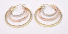Sensational Triple Hoop Earrings in 14K Tri-Color Gold