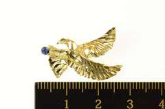 14K Yellow Gold Diamond Cut Soaring Eagle Sapphire Pendant