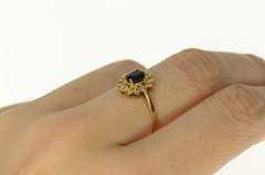 14K Yellow Gold Oval Sapphire Diamond Halo Engagement Ring