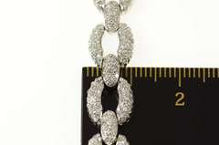 14K White Gold 9.63 Ctw Pave Diamond Oval Chain Tennis Bracelet