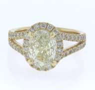 Breathtaking Yellow Gold Halo oval Diamond Split Shank Halo Ring