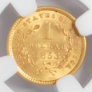 1853 $ 1 US Gold Dollar Type 1 NGC MS 62
