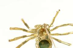 14K Yellow Gold Malachite Ornate Retro Spider Pin/Brooch