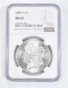 MS63 1885-S Morgan Silver Dollar - Graded NGC