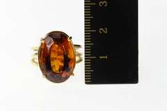 14K Yellow Gold Oval Citrine Cocktail Classic Statement Ring