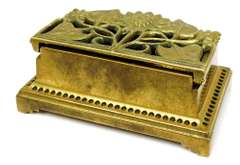 Vintage Heavy Brass Double Stamp Box