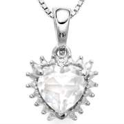 1.00 CT WHITE TOPAZ & DIAMOND 925 STERLING SILVER PENDANT