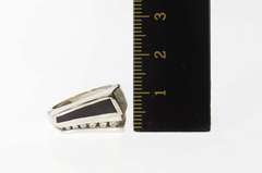 14K White Gold Diamond Black Onyx Squared Statement Ring