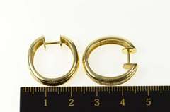 14K Yellow Gold 1.60 Ctw Baguette Diamond Oval Hoop Earrings