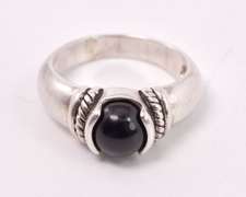 Onyx Ball Ring in Sterling Silver