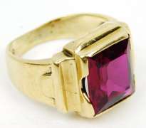 Vintage 10K Deco Ruby Ring, Size 6.5