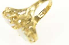 14K Yellow Gold Ornate Branch Tree Pearl Statement Bypass Ring