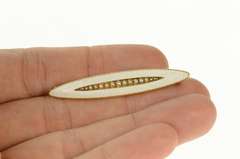 14K Yellow Gold Victorian Seed Pearl White Enamel Bar Pin/Brooch