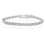 Sterling Silver Polished Swirl S Design Round Diamond Accent Fashion Bracelet, JK-I3