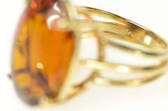 14K Yellow Gold Oval Citrine Cocktail Classic Statement Ring