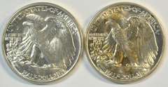 Sparkling-white Gem BU 1942 & 1943 Walking Liberty Half Dollars
