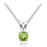 Sterling Silver Peridot 5mm Round Solitaire Necklace