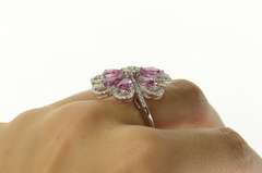 14K White Gold 7.10 Ctw Pink Sapphire Diamond Cocktail Ring