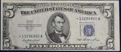 Series 1953 $5 Silver Certificate Star Note, Uncirculated.