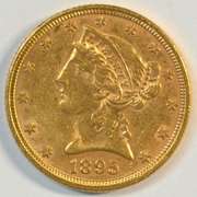Fully struck BU 1895 US $5 Liberty Gold Piece