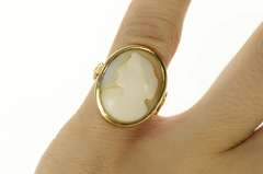 14K Yellow Gold Victorian Classic Carved Shell Cameo Lady Ring