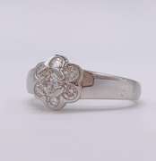 14kt Solid White Gold & Diamond Ring