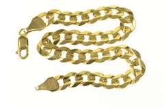 10K Yellow Gold 8.0mm Classic Curb Link Chain Anklet Bracelet
