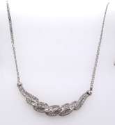 Beautiful Sterling Silver Baguette and Single Cut Diamond Necklace