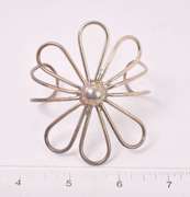Large Flower Bangle Bracelet in Sterling Silver