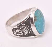 Dreamy Blue Gemstone Native American Inspired Ring in Sterling Silver