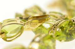 14K Yellow Gold Peridot Pear Cut Classic Statement Tennis Bracelet