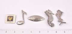 Lot of 5 sterling silver pin's