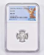 MS69 2002 Mo Mexico 1/20 Silver Onza - Graded NGC