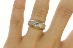 14K White Gold 0.35 Ct Diamond Squared Retro Wedding Ring