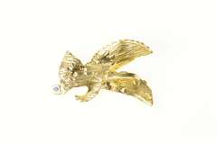 14K Yellow Gold Diamond Cut Soaring Eagle Sapphire Pendant