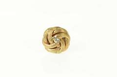 14K Yellow Gold Diamond Retro Knot Twist Classic Lapel Pin/Brooch