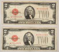 2 1928 G $ 2 Star Red Seal US Notes